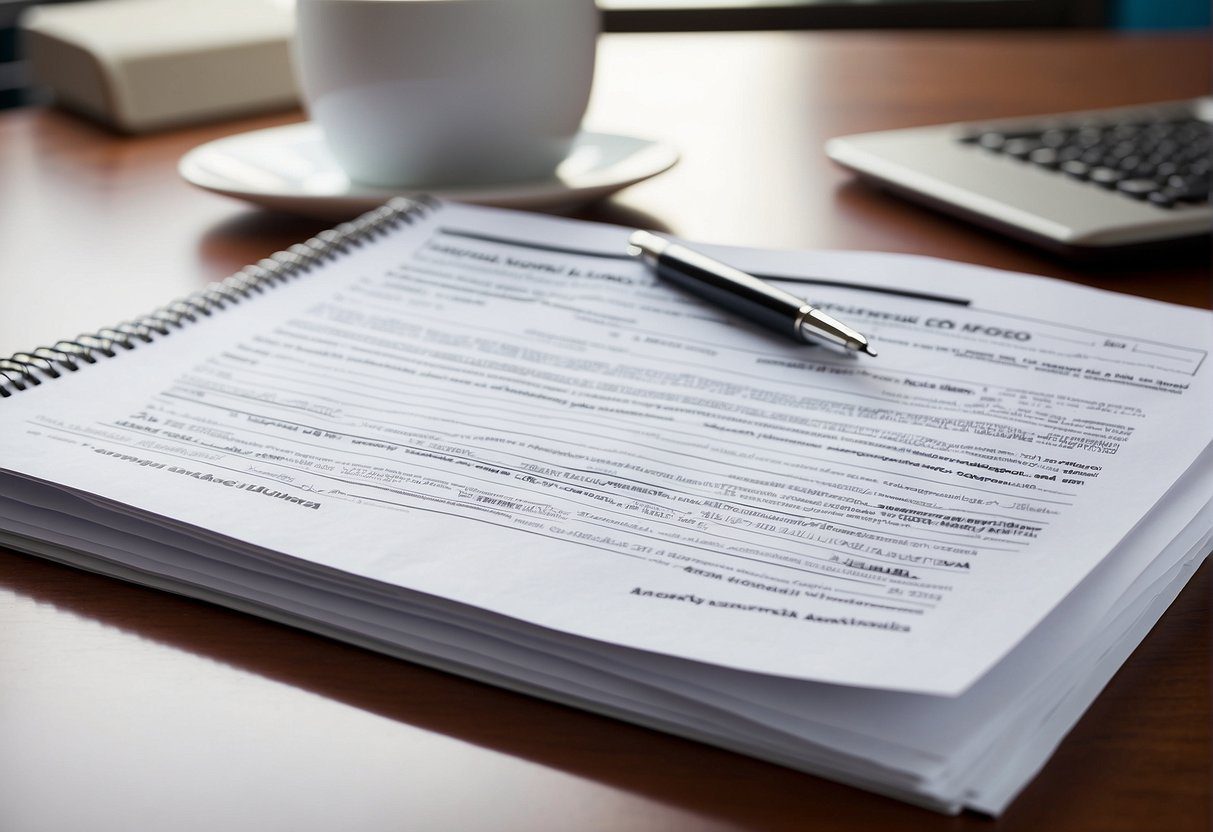 A stack of papers with "Frequently Asked Questions anorexic lipedema" printed on top, surrounded by a computer, pen, and notebook