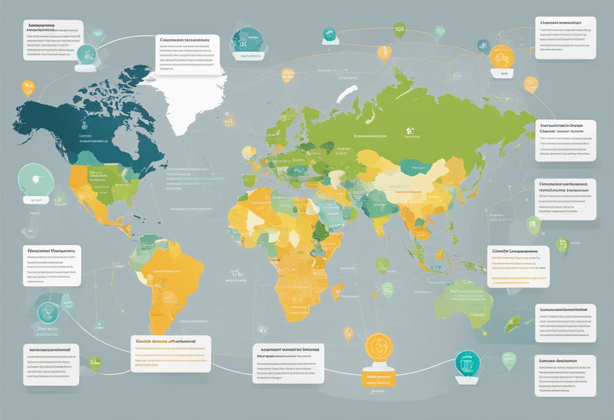 A world map with various preventive health interventions highlighted and labeled based on their value assessment