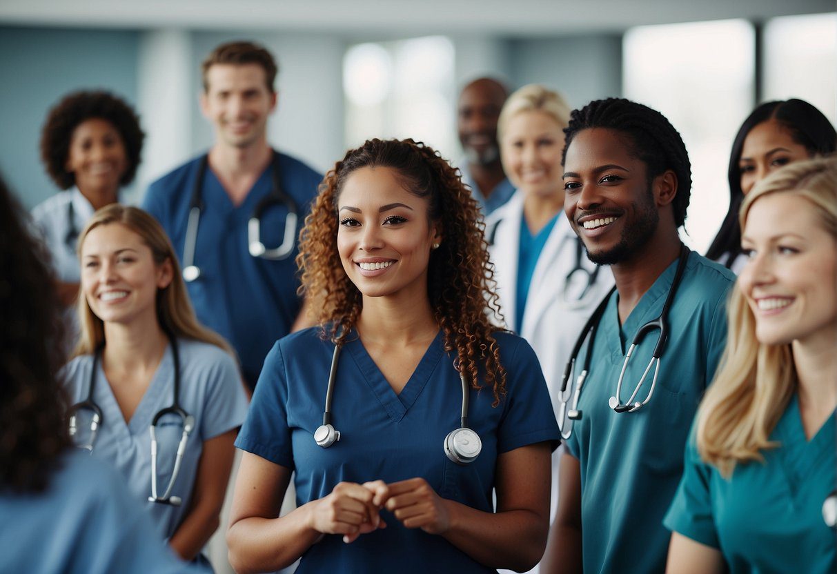 A group of people engaging in physical activity, receiving education on healthy lifestyle choices, and undergoing medical screenings at a preventive medicine clinic