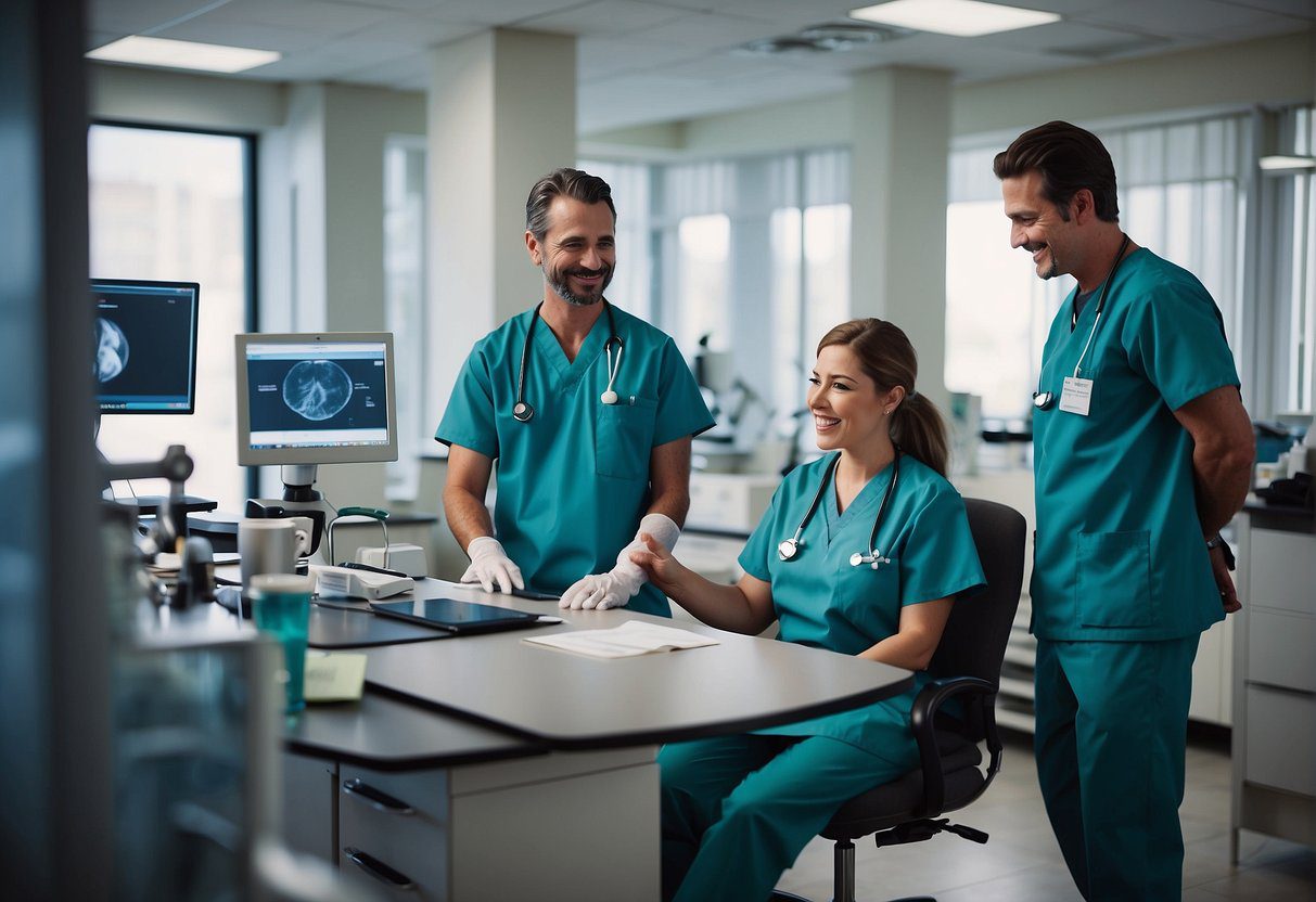 A group of medical professionals providing tertiary preventive health services in a clinic setting