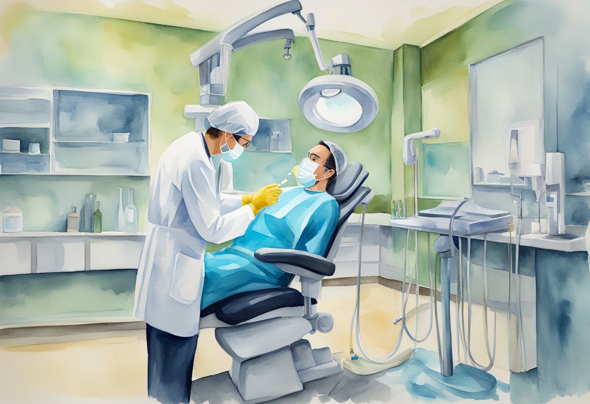 A dentist carefully performs a root canal procedure using specialized tools and equipment, ensuring safety and effectiveness