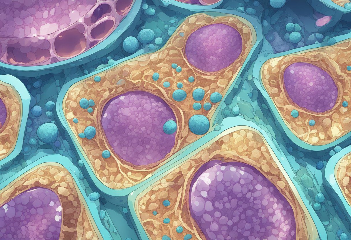 A microscope slide with cervical cells under examination for screening effectiveness