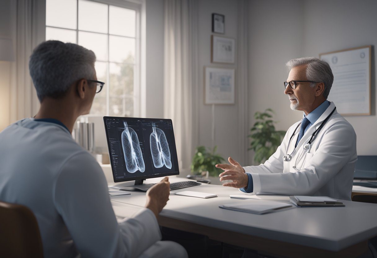 A doctor explaining lung cancer screening to a patient