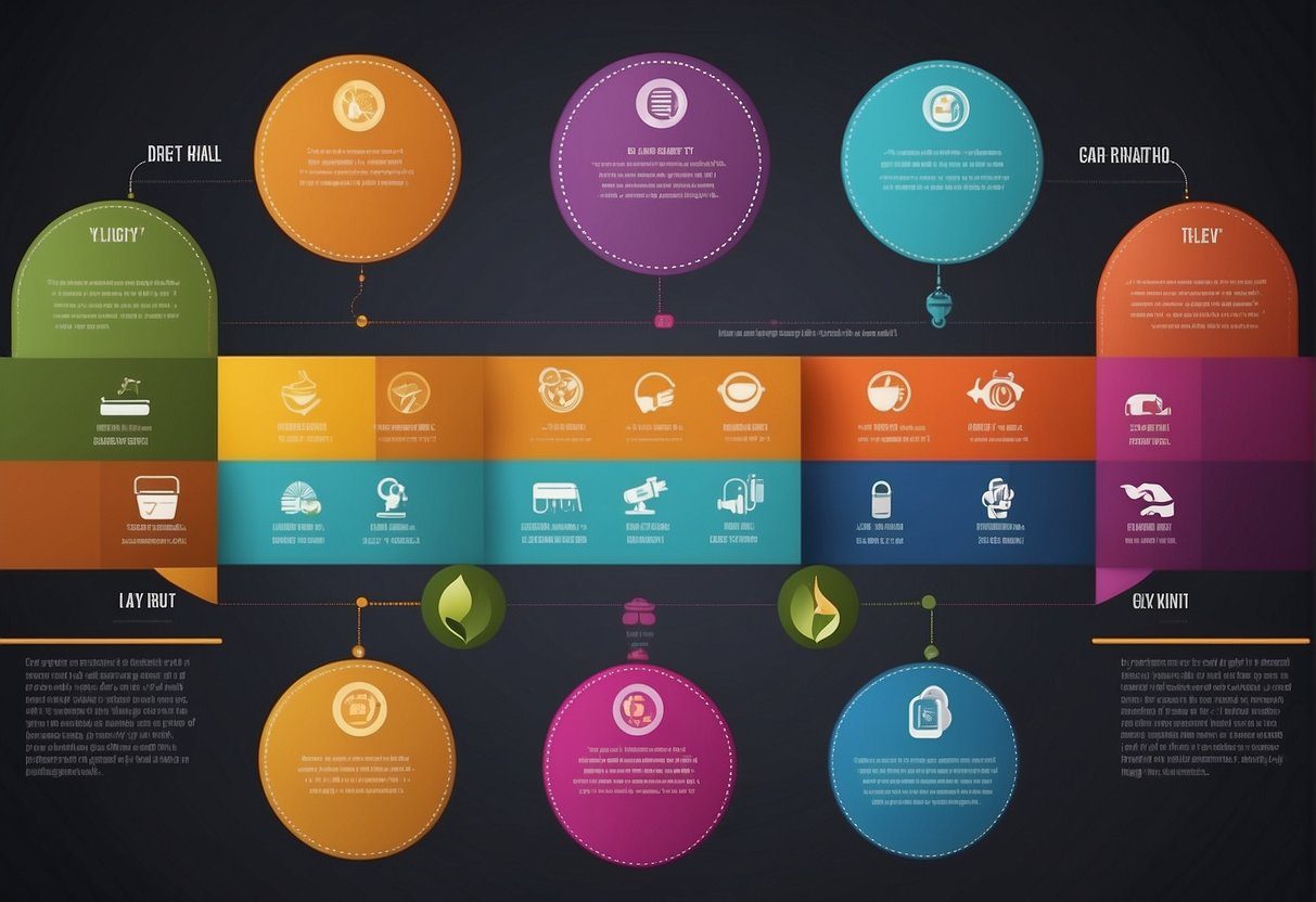 A colorful infographic displays the top diet trends of 2024, featuring diet structures and macros in a visually appealing layout