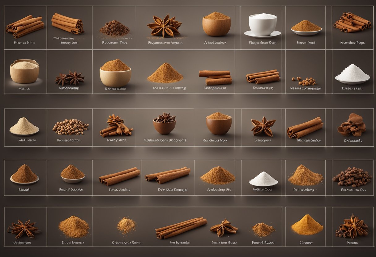 A variety of cinnamon types and forms are displayed, with labels highlighting their benefits for diabetes and blood sugar effects