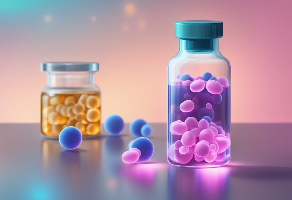 Bottles with pills inside - vitamin B12 and TNBC