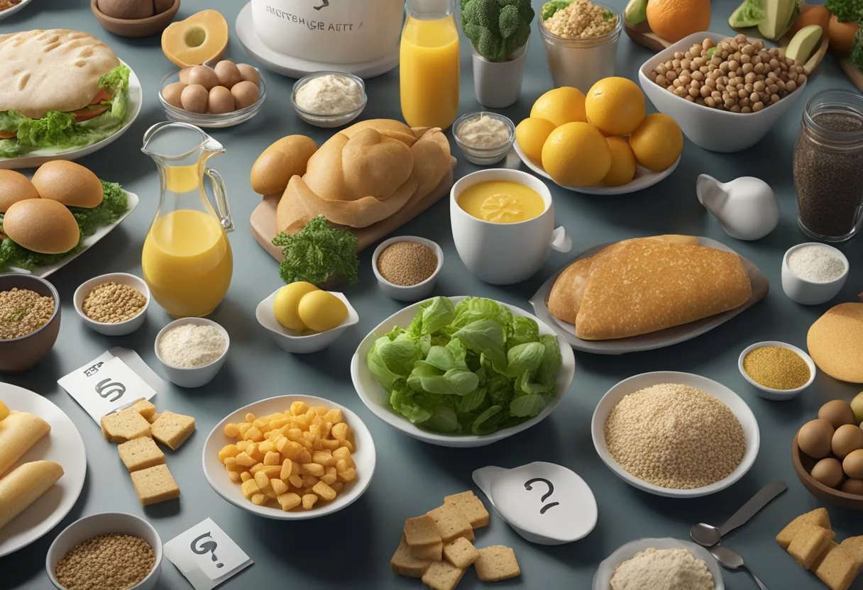 A table with various foods labeled "Metabolic Confusion Diet" surrounded by question marks, while other diet plans are depicted as rigid and restrictive