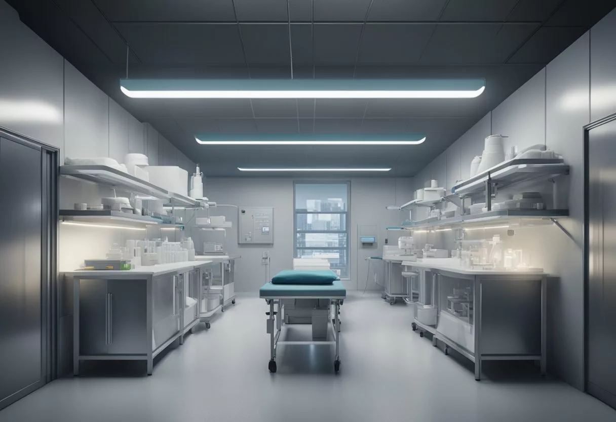 A sterile medical environment with vaccines and protective barriers against germs