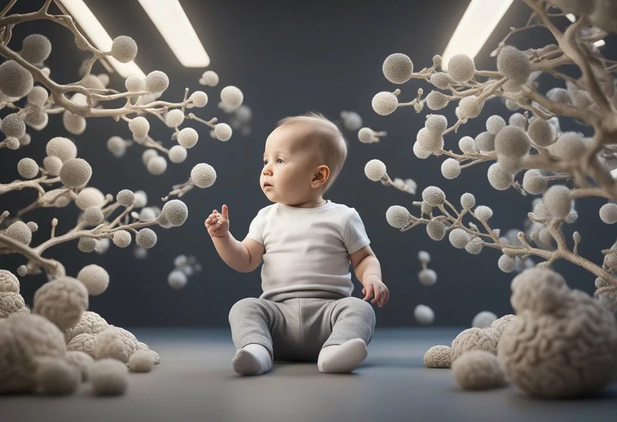 A baby's brain grows rapidly, forming new connections. They explore their surroundings, learning through play and interaction. Their physical and mental development is closely monitored by caregivers