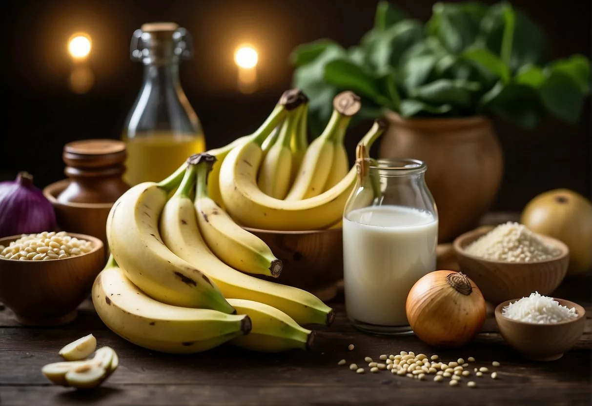 A diverse array of prebiotic-rich foods, such as bananas, onions, and garlic, are being consumed alongside synbiotic supplements to promote gut health