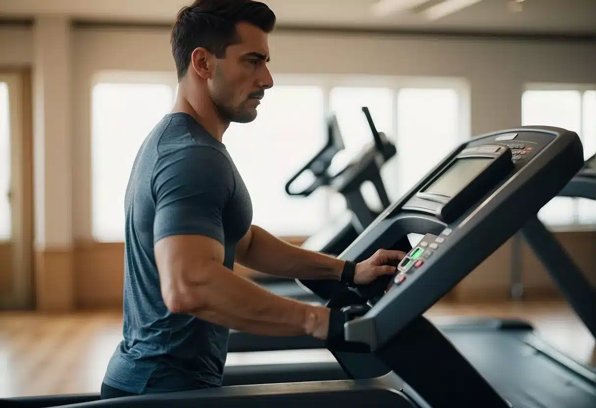 A person adjusts treadmill speed for weight loss