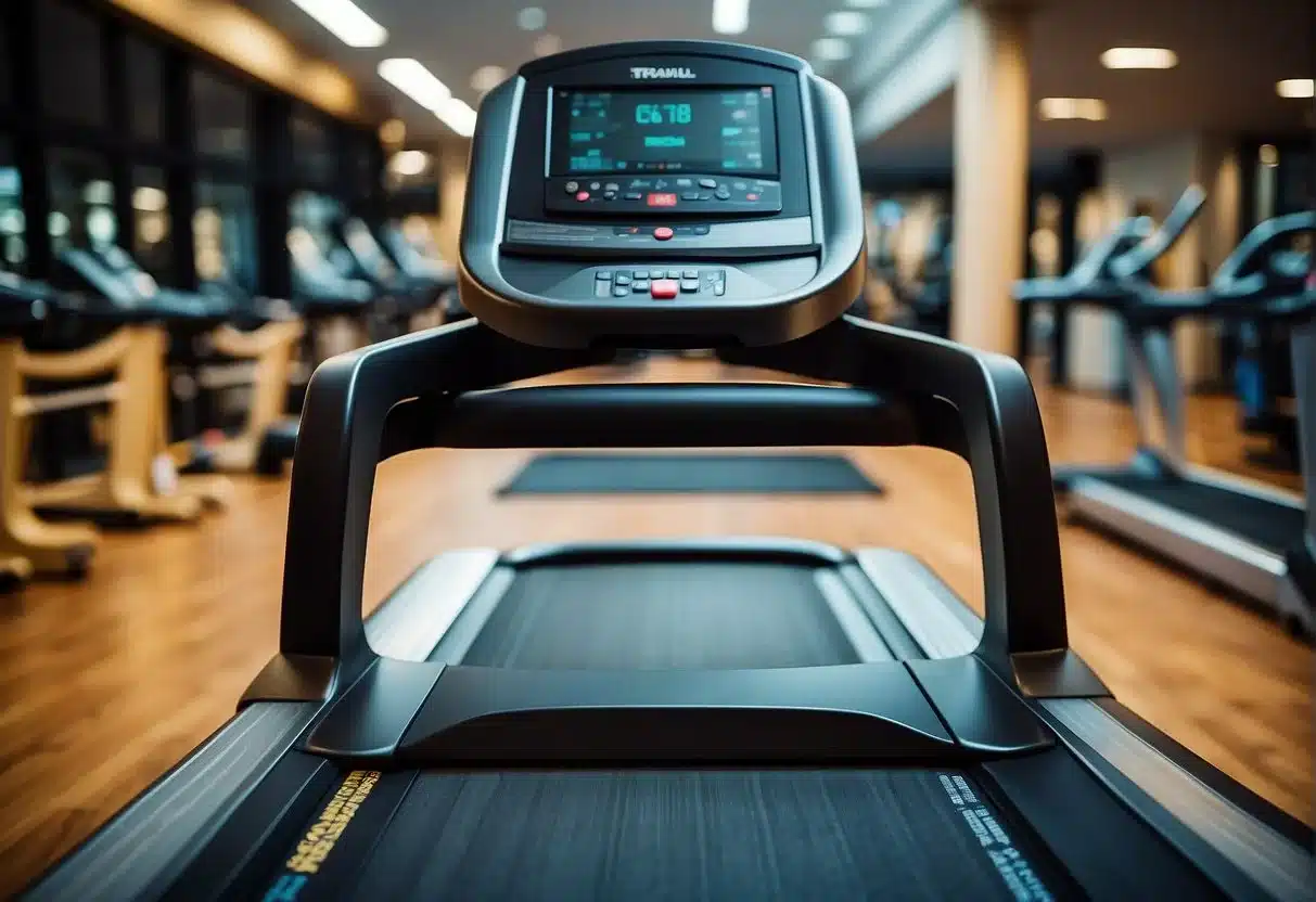 A treadmill set at a moderate speed, surrounded by fitness magazines and research articles on weight loss and treadmill walking trends