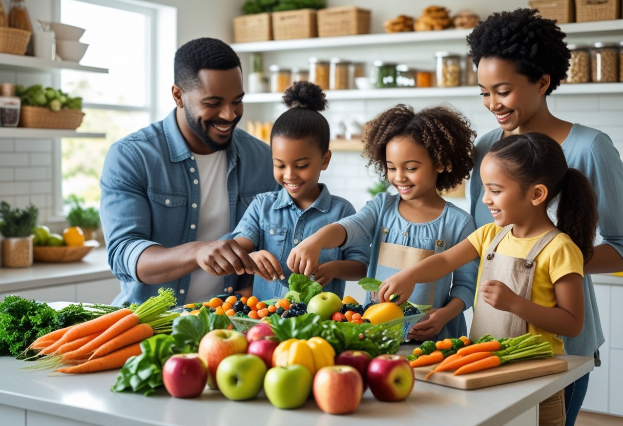 v2-10ab0b-rucyi - Preventive Medicine Daily A family with children choosing fresh fruits and vegetables together in a kitchen.