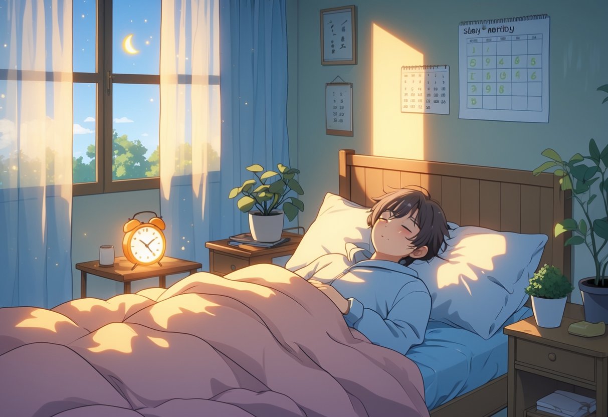 v2-12vwqk-0ajkk - Preventive Medicine Daily A young person peacefully waking up in a cozy bedroom with morning sunlight streaming through the window.
