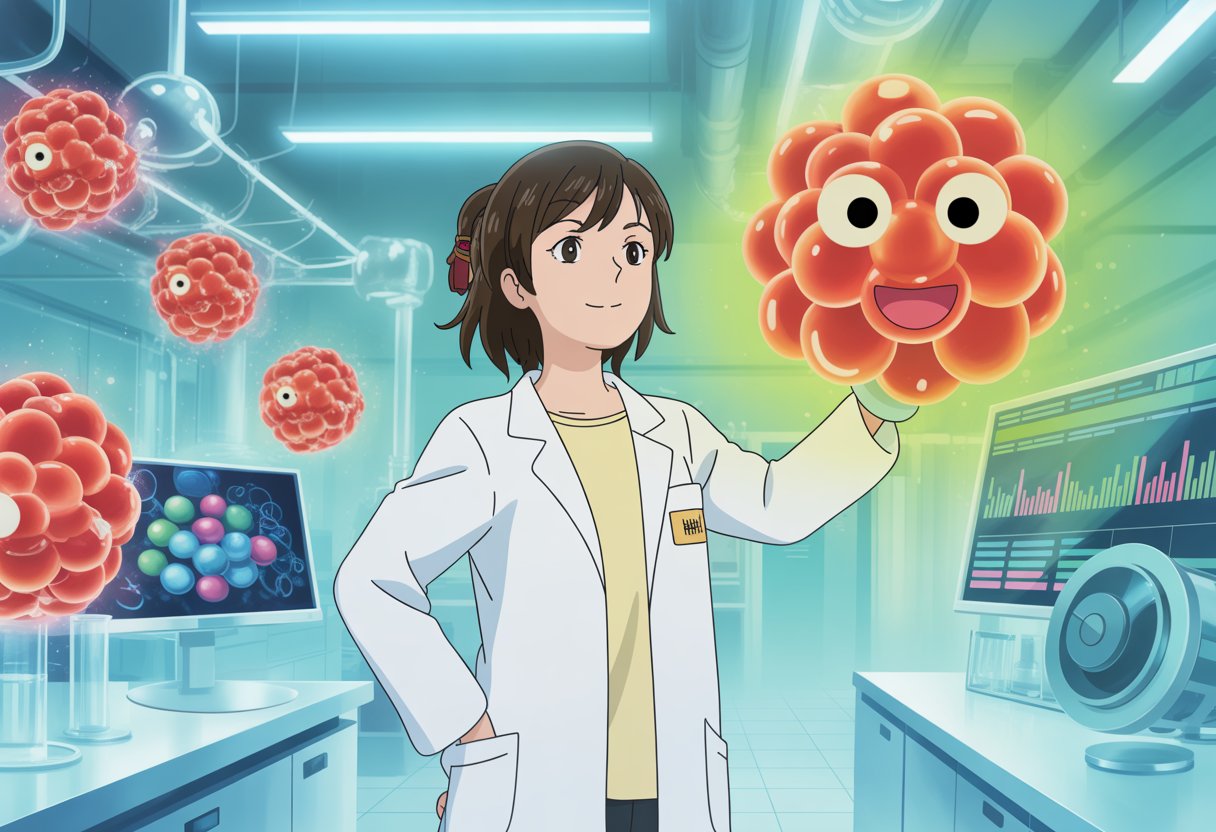 High HDL cholesterol - Preventive Medicine Daily A young female scientist in a lab coat studies a glowing 3D model of cholesterol molecules in a high-tech laboratory.